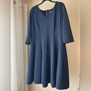 Lane Bryant Navy Blue princess style dress, zippered back, size 18/20.